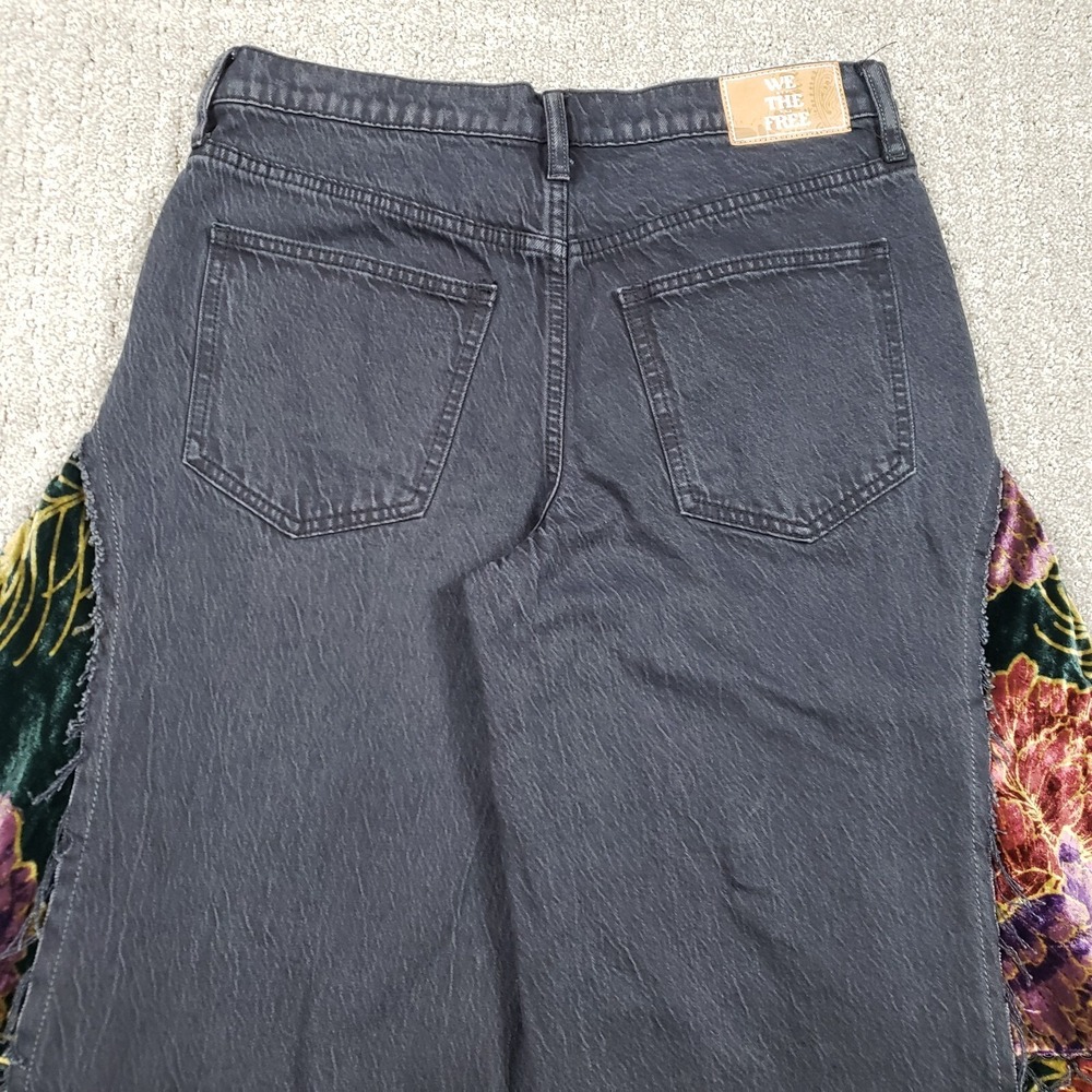 We the Free People Jeans 28 (33x29) Black Just Frills Low-Rise Wide-Leg Boho - Picture 8 of 16